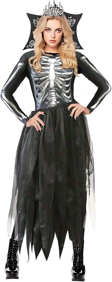 Skeleton Costume Women Skeleton Dress Halloween Costumes for Women Skeleton Queen Princess Costume