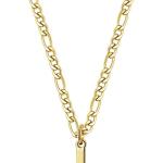 14K Gold Filled Cross Necklace for Men Figaro Chain Stainless Steel Plain Polished Cross Pendant