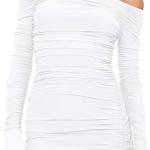 Women's Sexy Long Sleeve Off The Shoulder Ruched Bodycon Mini Cocktail Party Dress