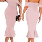 Off Shoulder Bodycon Midi Dresses Elegant Mermaid Cocktail Party Dresses Sexy Dress