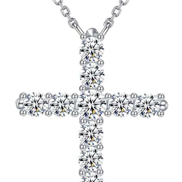 14K Gold Plated Cross Necklace for Women Silver Gold Cubic Zirconia Cross Pendant Necklace for