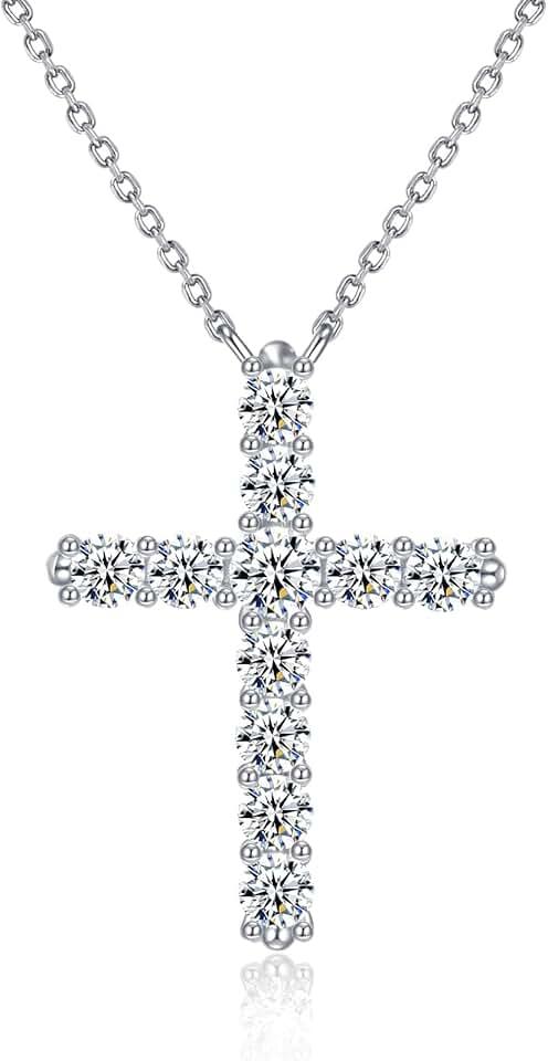 14K Gold Plated Cross Necklace for Women Silver Gold Cubic Zirconia Cross Pendant Necklace for