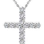 14K Gold Plated Cross Necklace for Women Silver Gold Cubic Zirconia Cross Pendant Necklace for