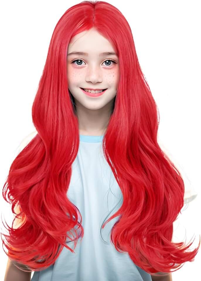 Red Wig for Women Long Curly Wigs with a Free Wig Cap Perfect for Halloween Christmas Costume Show