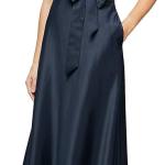 Women's Satin Ballgown Dress with Pockets (Petite and Regular Sizes)