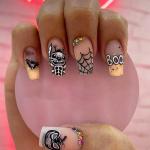 Halloween Press on Nails False Nails Medium Square Pink French Tips Fake Nails with Gradient