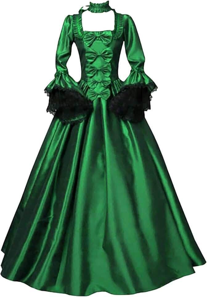 Women's Victorian Dress 1800S Medieval Renaissance Halloween Costumes Corset Flare Sleeve Dress