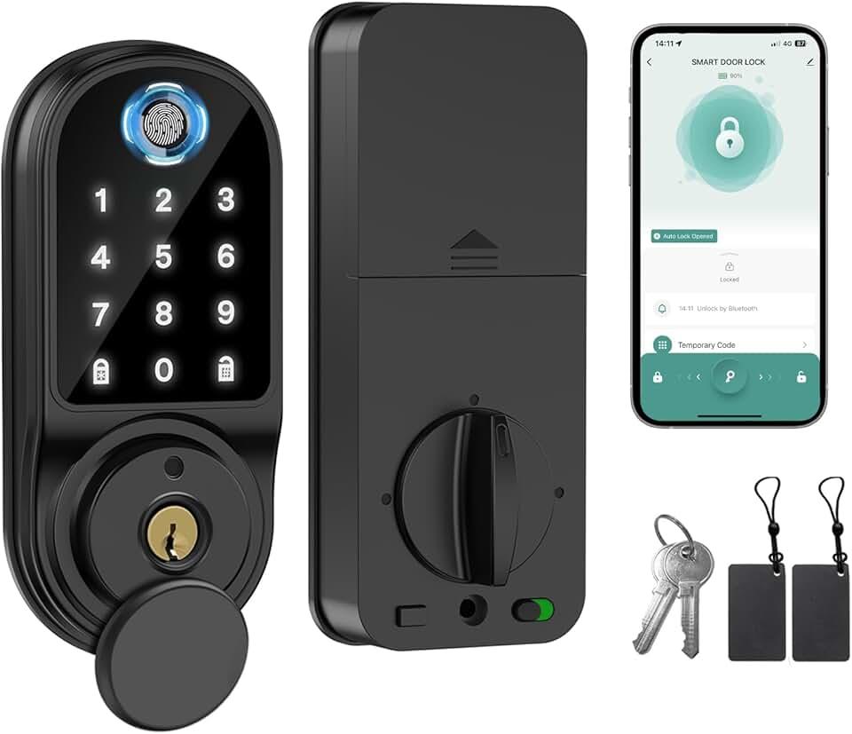 Smart Door Lock, Fingerprint Door Lock, Smart Biometric Deadbolt, Electronic Touchscreen Door Lock