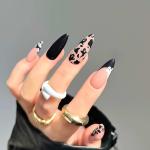 Halloween Press on Nails Medium Almond Fake Nails French Tip False Nails with Cute Ghost Designs