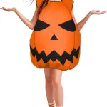 Women's Halloween Pumpkin Light Costume Cosplay Construction Cone Party Funny Dress Up Adult