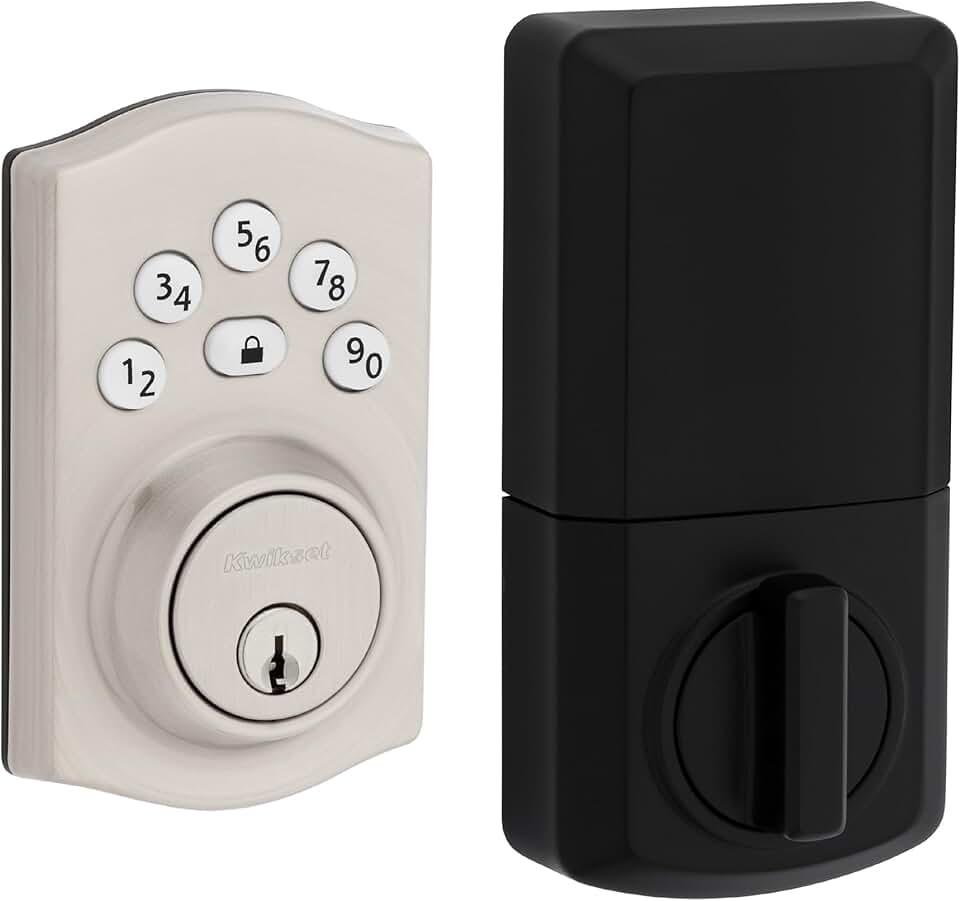 Kwikset Powerbolt 240 5-Button Keypad Satin Nickel Traditional Electronic Deadbolt Door Lock,