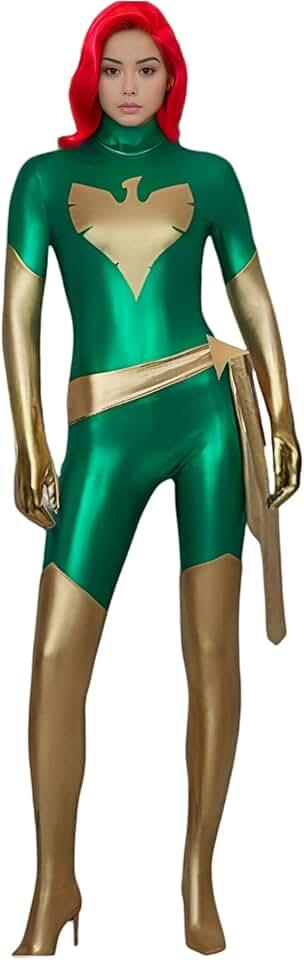 Phoenix Jean Cospaly Costume Women, Movie X Superheroine Jean Cosplay Zentai Jumpsuit Bodysuit for