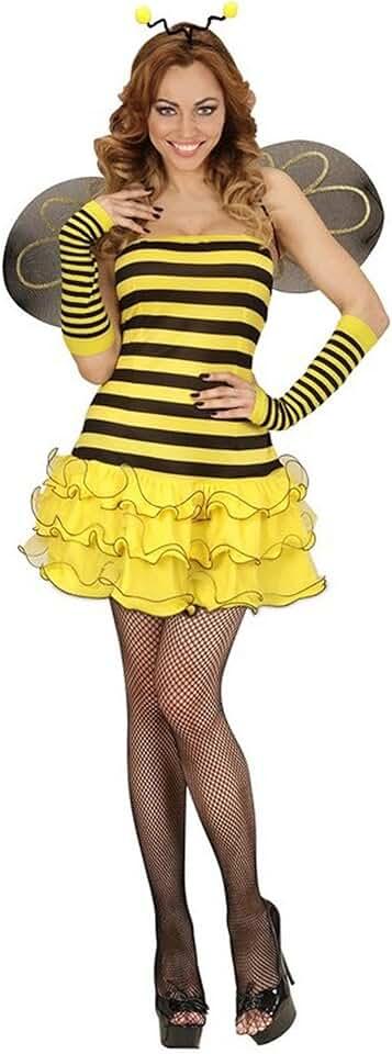 Women Bumble Bee Costume Halloween Cute Funny Bee Fancy Dress Up Outfits with Headwear and Wings