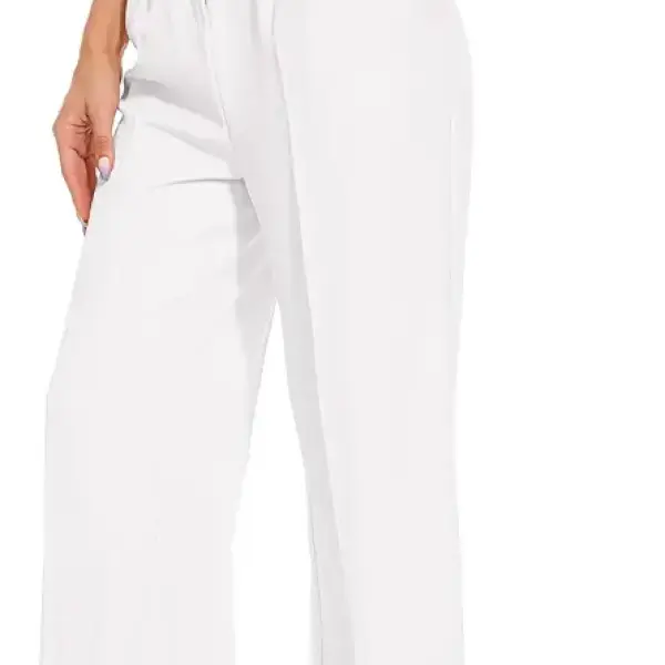 FUNYYZO Women's Wide Leg Pants High Elastic Waisted in The Back Business Work Trousers Long Straight Suit Pants