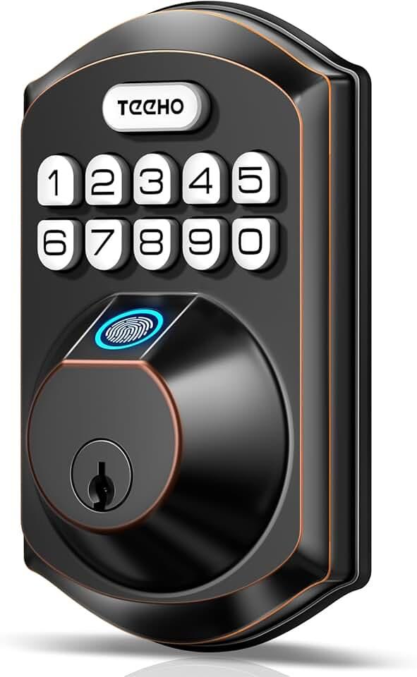 TEEHO TE002 Fingerprint Door Lock - Keyless Entry Door Lock - Electronic Keypad Deadbolt Lock -