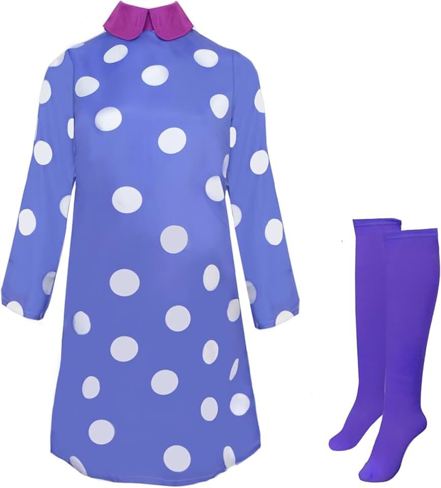 Cosplay Costume Women, Purple Dress Outfit with Purple Stockings