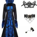 Women's Medieval Gothic Dress 2024 Halloween Costumes Renaissance Retro Gown 4 piece set