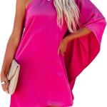 Women's Casual Batwing Sleeve One Shoulder Dresses Summer Club Party Cocktail Dresses