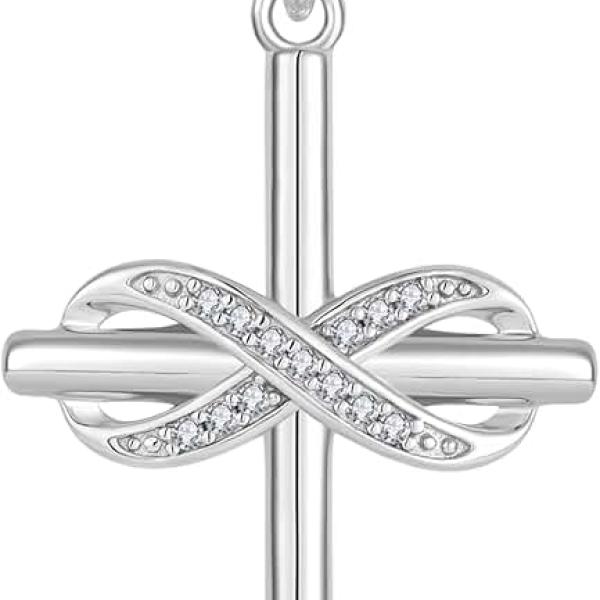 YL Cross Infinity Necklace for Women 925 Sterling Silver Birthstone Pendant Jewelry