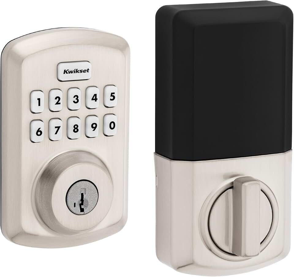 Kwikset Powerbolt 250 10-Button Keypad Satin Nickel Transitional Electronic Deadbolt Door Lock,