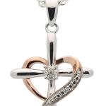 All Patron Saints Heart Shaped Diamond Cross Necklace For Women - 925 Sterling Silver Cross