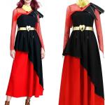 Rise Of Red Queen Of Hearts Costume Women Red Queen Dress with Belt Halloween Cosplay Outfit