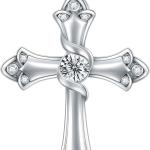 Moissanite Diamond Cross Necklace for Women 18K Gold Plated Sterling Silver Crucifix Cross Pendant