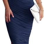 Women's Ruched Bodycon Dress 2024 Summer One Shoulder Sleeveless Party Cocktail Pencil Dresses