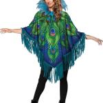 Poncho Peacock Instant Set Costume Multicoloured