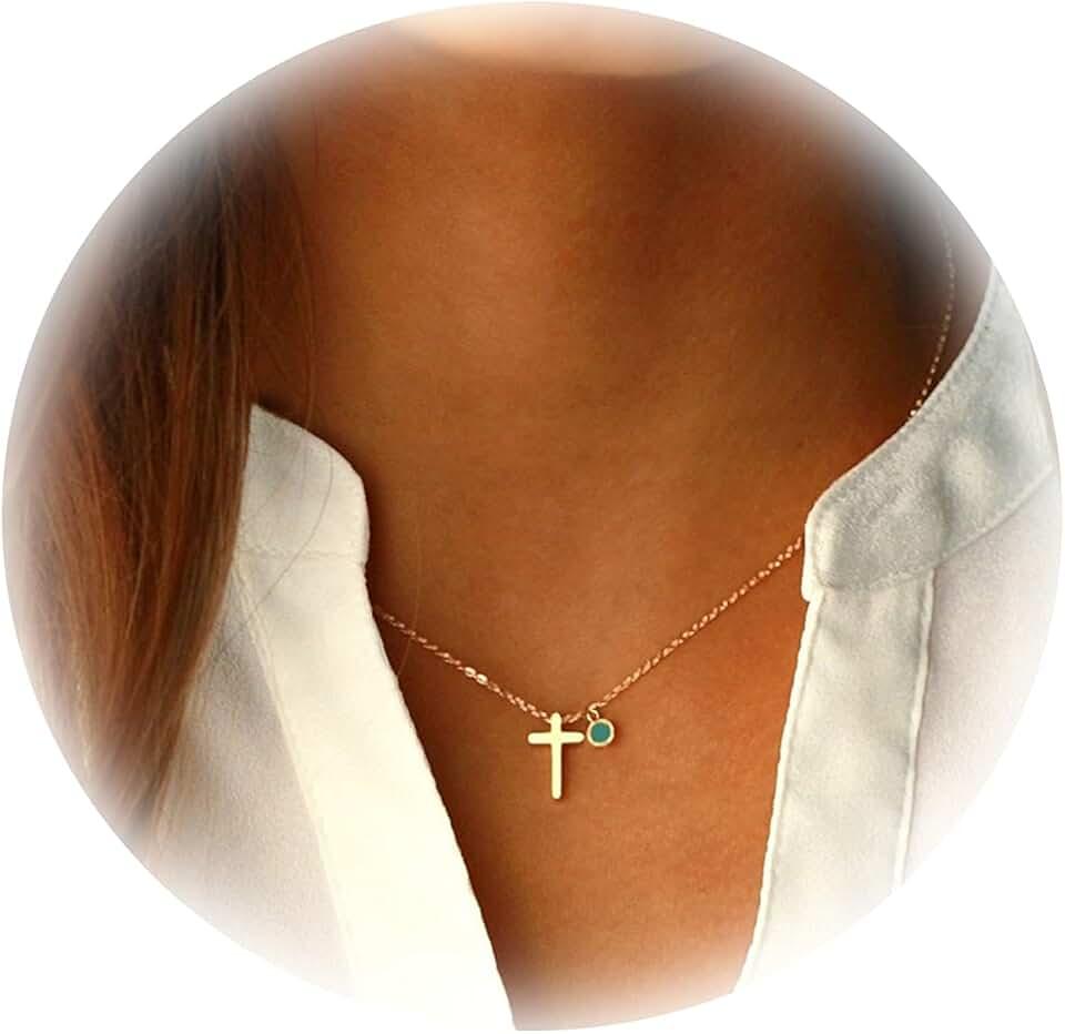 Pencros Simple Cross Necklace 18K Gold/Silver Filled Crucifix Faith Pendant Dainty Cross Choker