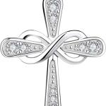 YL Women's Cross Necklace 925 Sterling Silver Infinity Pendant Birthstone Criss Jewelry