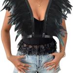 Gothic Witch Wizard Feather Shrug Cape Shoulder Wrap Men Women Halloween Cosplay Party Carnival