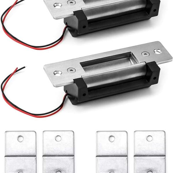 QWORK Electric Door Strike Lock, Input Voltage 12VDC, Fail-Safe/Fail-Secure Adjustable, Heavy Duty