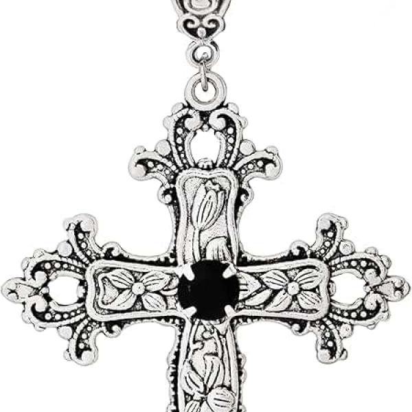 Sacina Gothic Cross Necklace, Zinc Alloy Cross Pendant, Goth Jewelry Gift for Women, Men