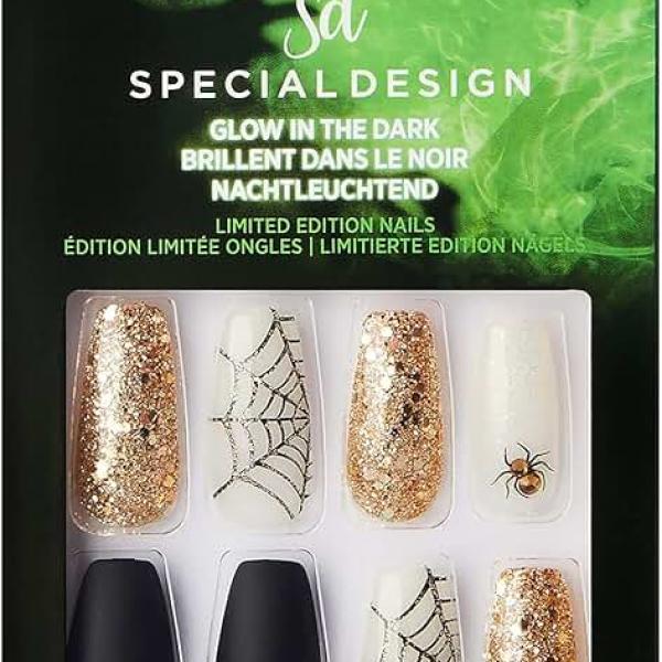 Kiss Halloween Special Design Nails - Ghost Town, Long Length, Coffin Shape, 28 Fake Nails