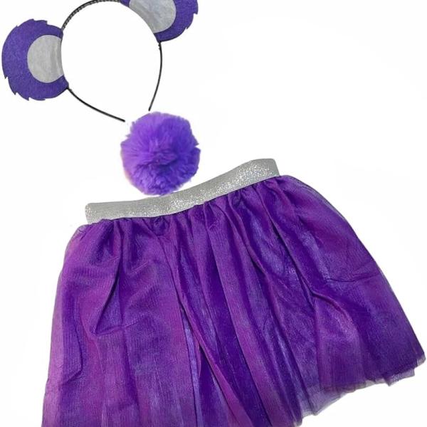 Bear Ears Headband, Fuzzy Clip-On Tail, and Tutu For Halloween Costume, Dress Up, Birthday Party