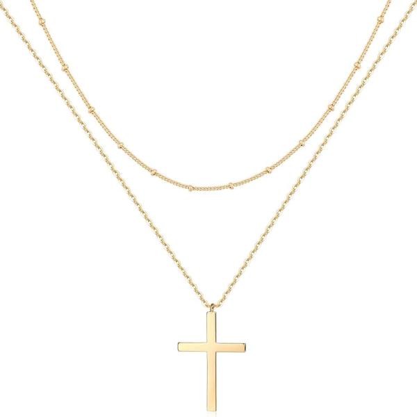 MEVECCO Layered Heart Necklace Pendant Handmade 18k Gold Plated Dainty Gold Choker Arrow Bar