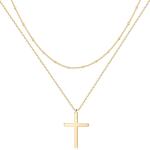 MEVECCO Layered Heart Necklace Pendant Handmade 18k Gold Plated Dainty Gold Choker Arrow Bar