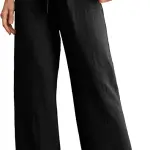 IWOLLENCE Women's Wide Leg Pants with Pockets High Waist Adjustable Knot Loose Casual Trousers Business Work Casual Pants