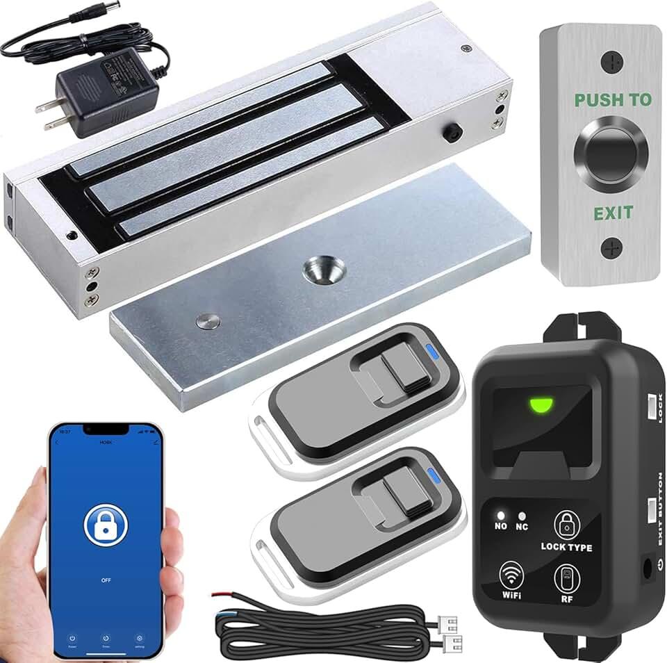 UHPPOTE 2.4GHz WiFi Outswinging Indoor 1200lb Electric Magnetic Door Lock Kit System with Remote