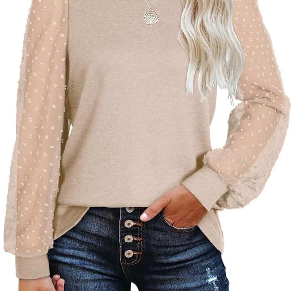 WIHOLL Long Sleeve Shirts for Women Tops Tunic Fall Trendy Crew Neck Clothes