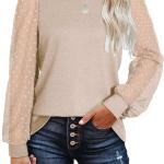 WIHOLL Long Sleeve Shirts for Women Tops Tunic Fall Trendy Crew Neck Clothes