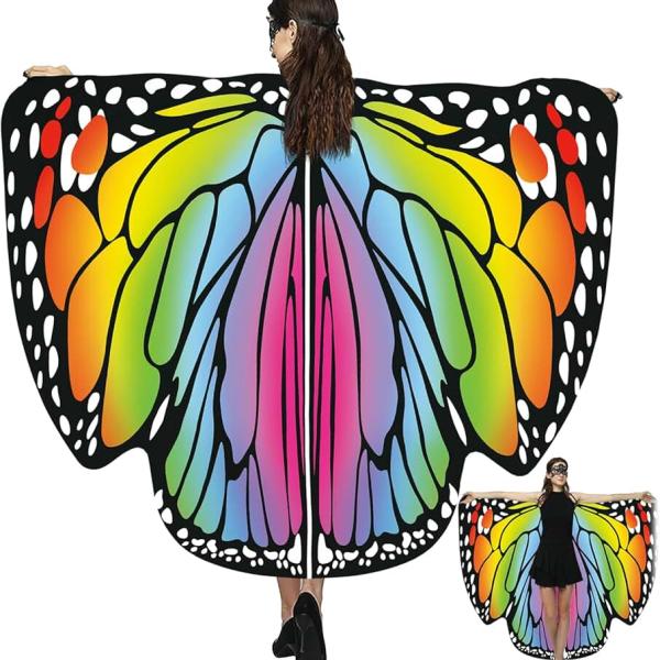 Led Butterfly Wings Costume for Women Double-Sided Printing Shawl Adult Cape Halloween Party