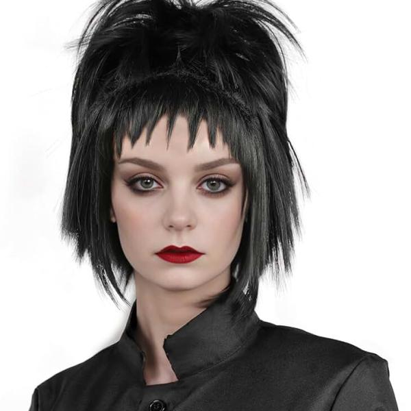 Black Wig With Bangs Lidia Dettz Wig Bettlejuice Halloween Costume Wigs For Women