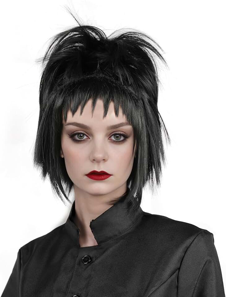 Black Wig With Bangs Lidia Dettz Wig Bettlejuice Halloween Costume Wigs For Women