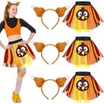 6 Pcs Thanksgiving Turkey Costumes Set for Women Include 3 Thanksgiving Tutus and 3 Turkey Headband