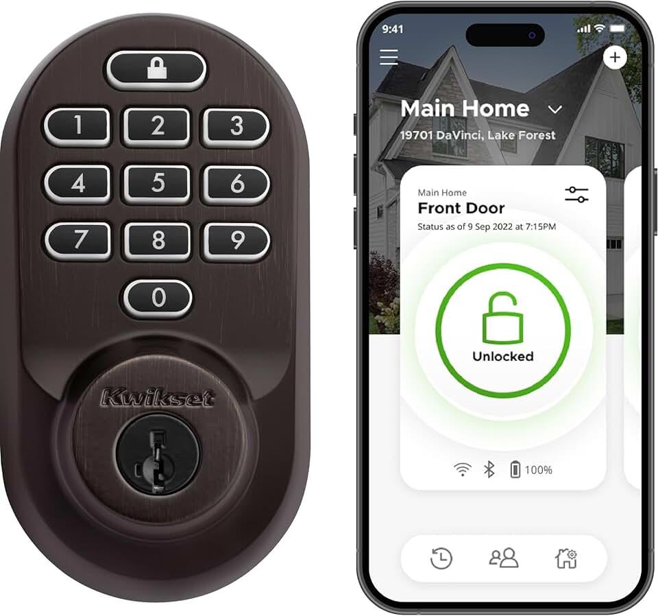 Kwikset 99380-002 Halo Wi-Fi Smart Lock Keyless Entry Electronic Keypad Deadbolt Featuring SmartKey