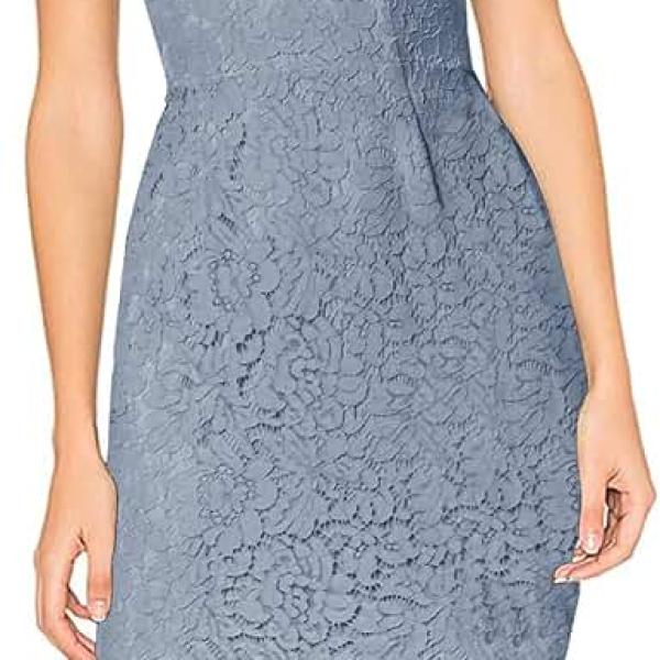 Women's Sleeveless Lace Floral Elegant Cocktail Dress Crew Neck Knee Length for Party