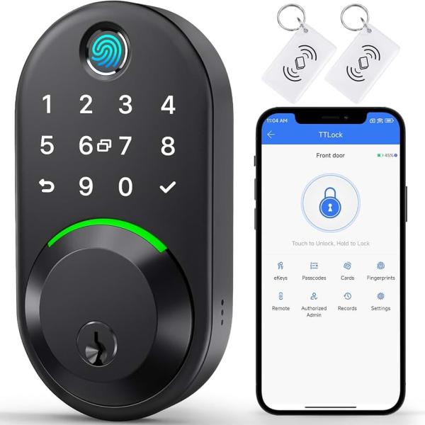 Keypad Smart Deadbolt Door Lock,Keyless Entry Door Lock,Fingerprint Door Lock for Front