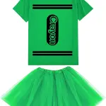 Crayon T Shirt Halloween Costume Set for Women Crayon Halloween Group Team Costume Cool Tutu Skirt,